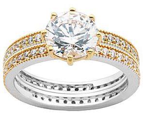 Wedding - FINE JEWELRY DiamonArt 18K Gold Over Sterling Silver Cubic Zirconia Bridal Set