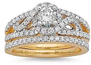Hochzeit - FINE JEWELRY Modern Bride Signature 11⁄4 CT. T.W. Diamond 14K Yellow Gold Bridal Ring Set