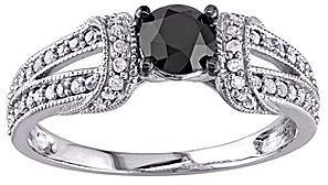 Свадьба - FINE JEWELRY 1 1/8 CT. T.W. Color-Enhanced Black Diamond 10K White Gold Bridal Ring