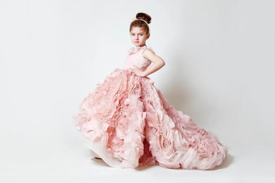 Wedding - Stunning Pink Multilayer Organza Sleeveless Flower Girl Dress LR-C