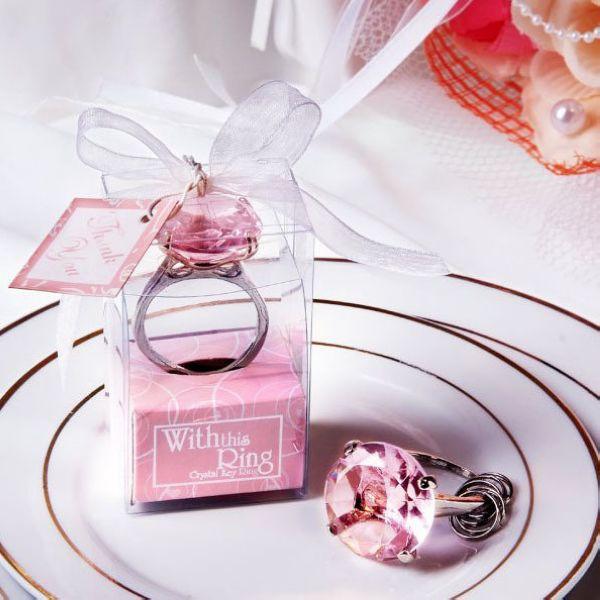 Mariage - Free Shipping With this Ring Diamond Keychain White Key Chain Wedding Favors and gifts 1000 pcs/lot