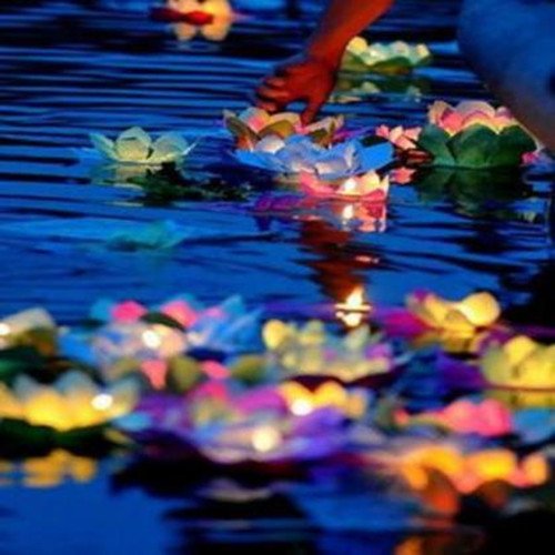 زفاف - Free Shipping 150pcs/lot Chinese Paper Flower Lotus Lanterns Top Quality River Lantern Floating Candle Light New