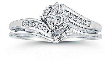 Hochzeit - FINE JEWELRY 1/4 CT. T.W. Diamond 10K White Gold Bridal Ring Set