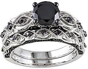Hochzeit - FINE JEWELRY 1 3/8 CT. T.W. Color-Enhanced Black Diamond 10K White Gold Bridal Set