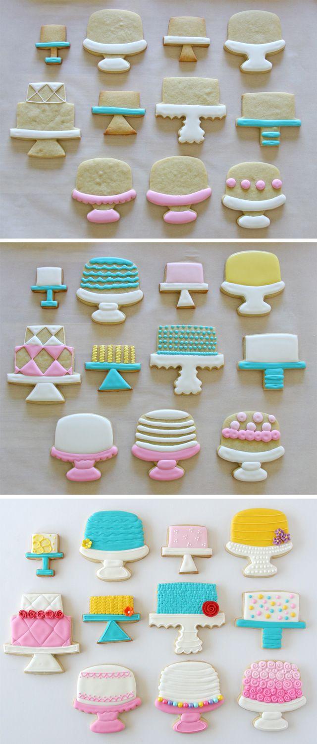 Mariage - Cake Stand Decorated Cookies