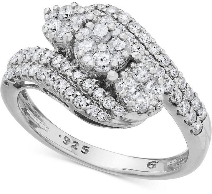Mariage - Diamond Three-Stone Bypass Ring in Sterling Silver (1 ct. t.w.)
