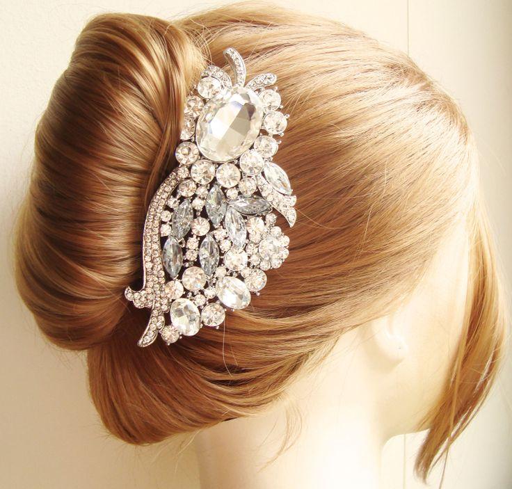Mariage - Crystal Wedding Hair Comb, Vintage Bridal Hair Accessories, Bridal Hair Comb, French Twist Wedding Hair Comb, Statement Hairpiece, GENOA