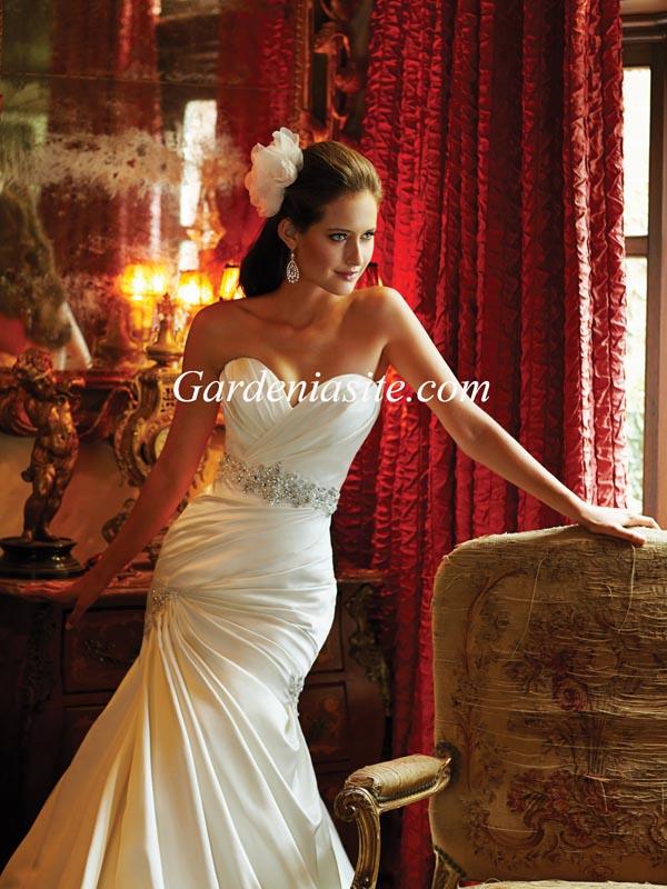 Hochzeit - Mermaid/Trumpet Sweetheart Chapel Train Shiny Crystals Satin Wedding Dress 2014