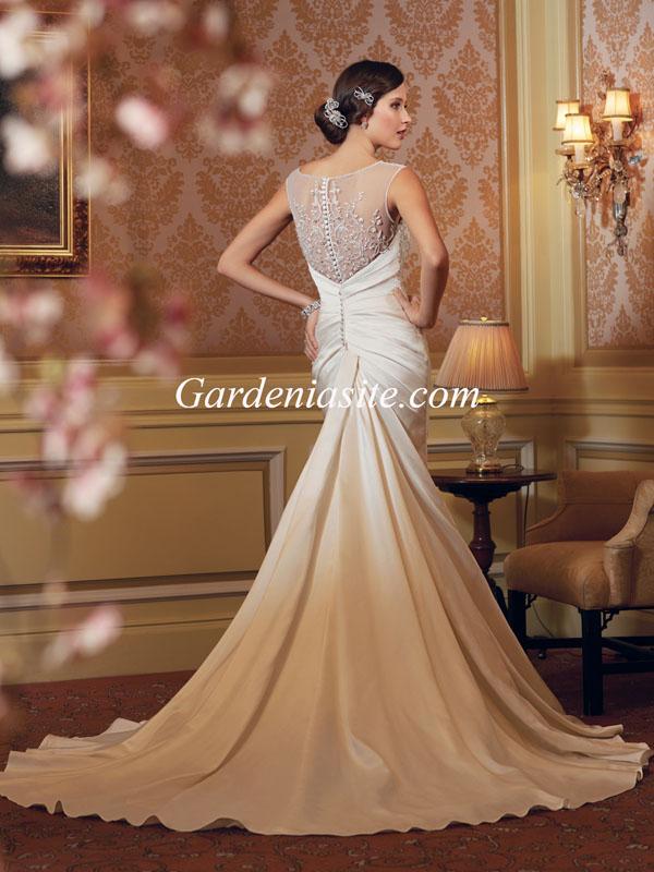Hochzeit - Mermaid/Trumpet Jewel/Scoop Court Train Beading Shiny Crystals Satin Wedding Dress 2014