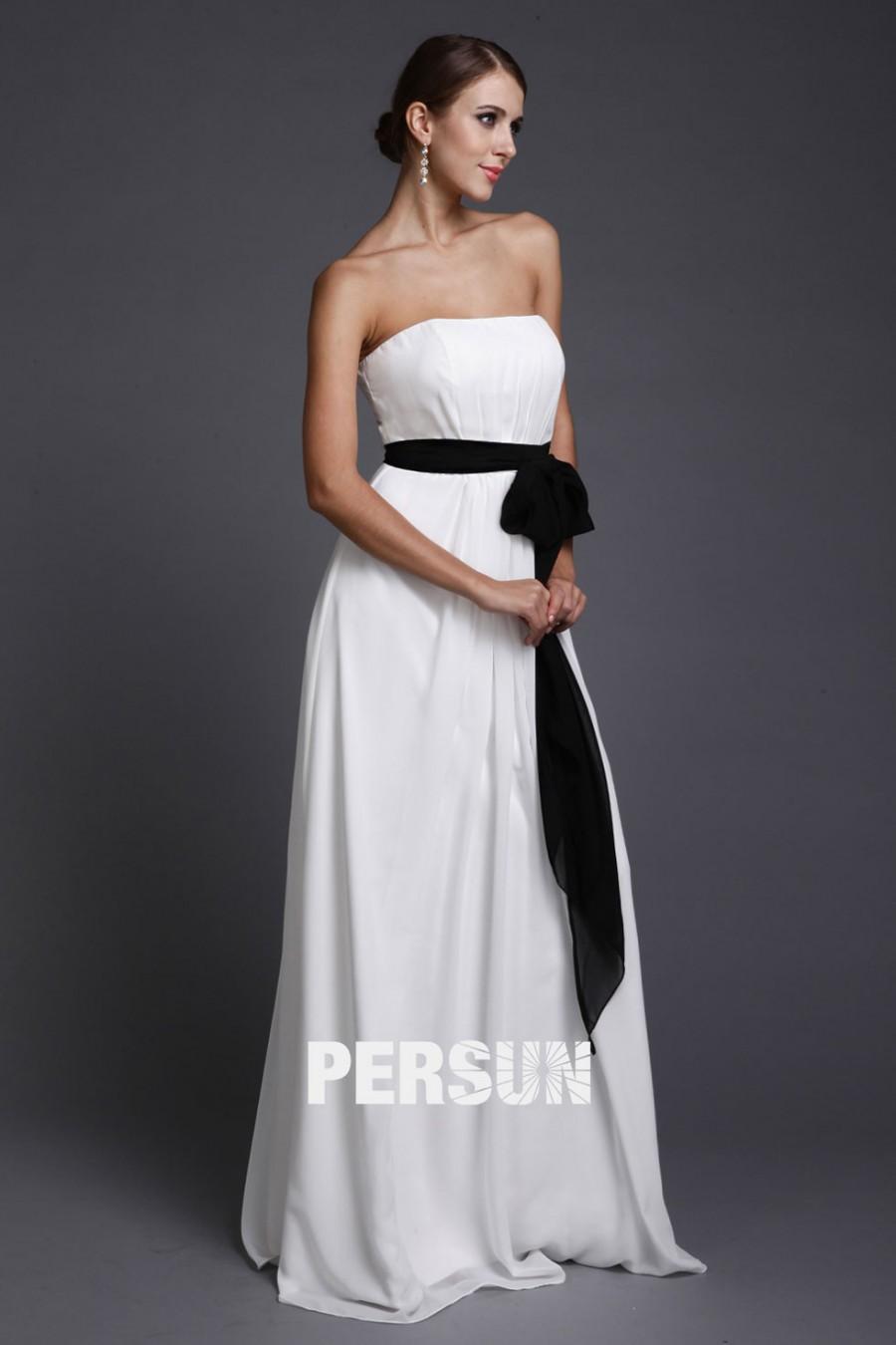 Mariage - Elegant Bowknot Strapless Empire A line Long Bridesmaid Gown