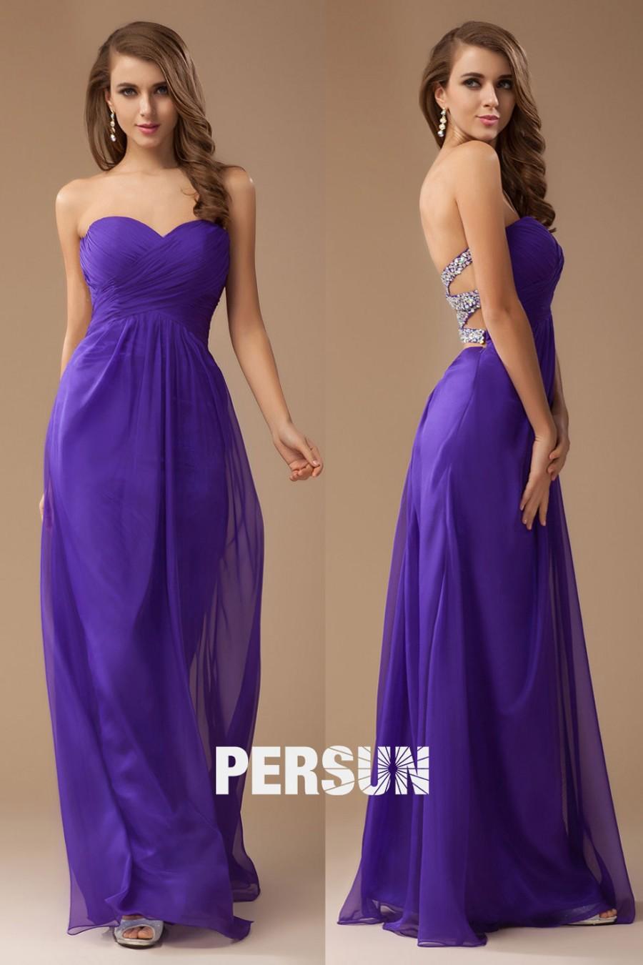 Mariage - Sexy Backless Ruched Empire A line Long Bridesmaid Dress