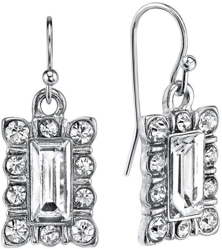 Hochzeit - 1928 Rectangle Halo Drop Earrings