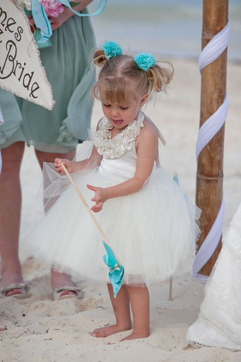 Hochzeit - Beach Flower Girl Dress In Ivory White