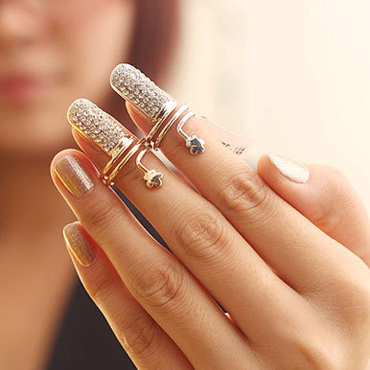 زفاف - AGH New Jewellery Womens Vintage Punk Charms Nail Set Fake Nail Art Finger Rings