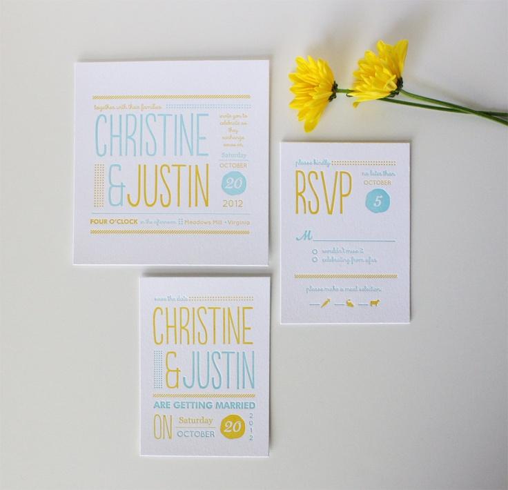 Hochzeit - Modern Wedding Invitation - Unique Letterpress Invitation - Christine SAMPLE