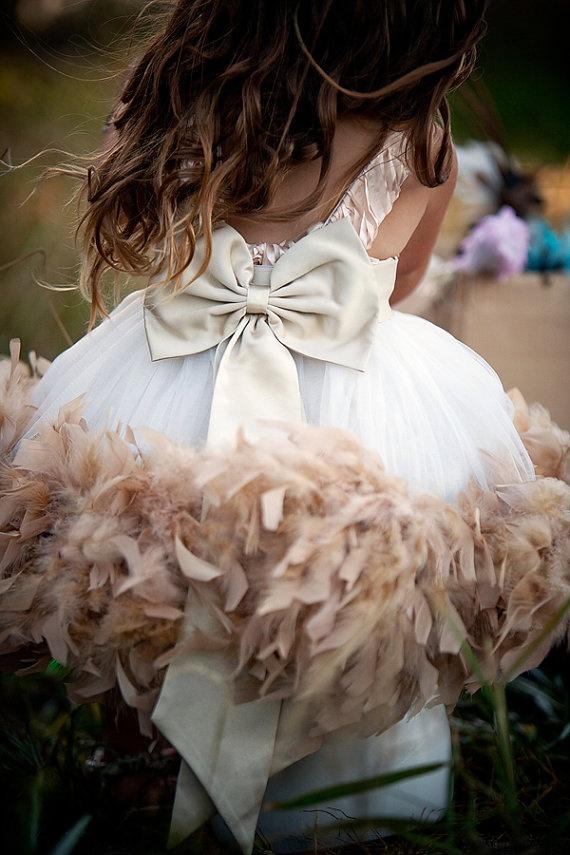 Mariage - Demure Elegance... A Satin Rosette Feather Dress