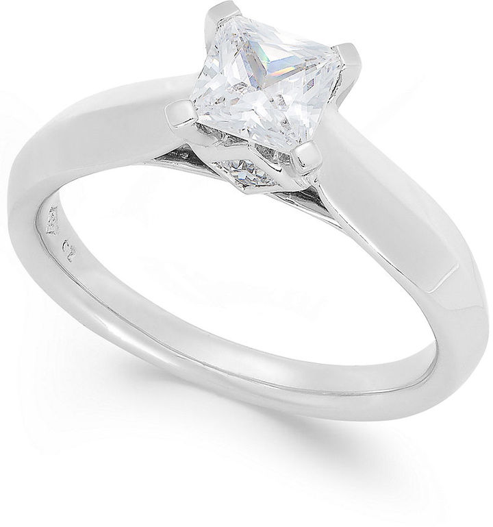 Hochzeit - Solitaire Diamond Engagement Ring in 14k White Gold (1 ct. t.w.)