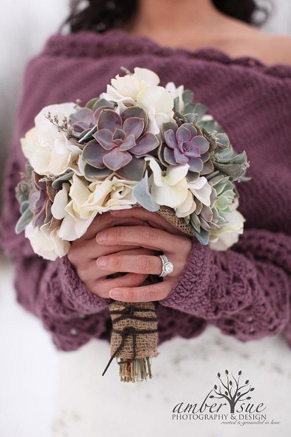 Mariage - Succulent Wedding Bouquet, Rustic Bouquet, Spring Wedding Bouquet, Winter Bouquet, Alternative Bouquet,PinkBouquet,Cream Bouquet