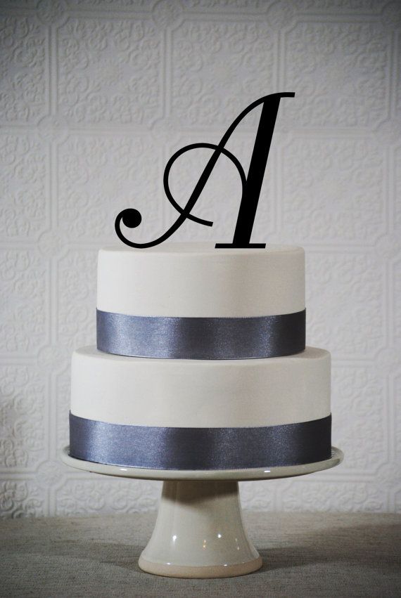 Wedding - Monogram Wedding Cake Topper - A B C D E F G H I J K L M N O P Q R S T U V W X Y Z - Available In 14 Colors
