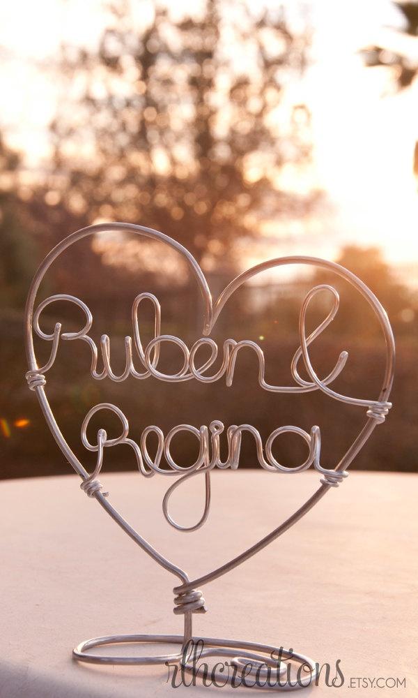 زفاف - Custom Name Cake Topper - Wire Cake Topper - Heart Cake Topper