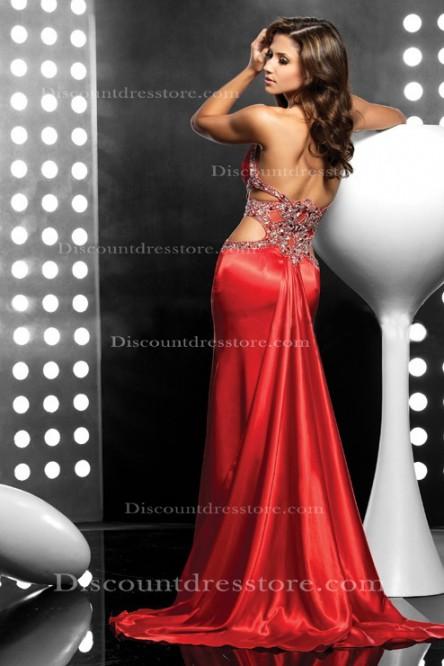 زفاف - Cheap Mermaid/Trumpet Sleeveless Court Train Red Formal Dress