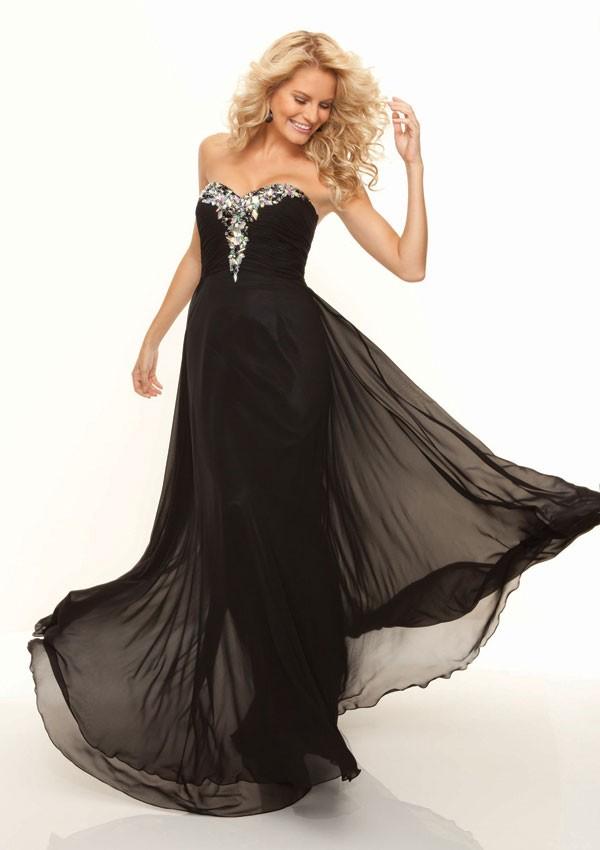 Mariage - A-line Sweep Train Strapless Sweetheart Chiffon Prom Dresses