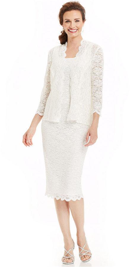 Mariage - Alex Evenings Sleeveless Sequin Lace Sheath and Jacket