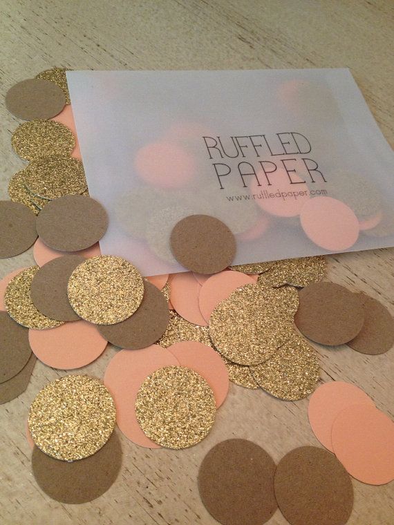 زفاف - Party Confetti Gold Glitter Kraft And Coral