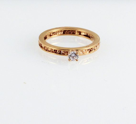 Wedding - Diamond And Gold Particle Engagement Ring - In 14K Gold