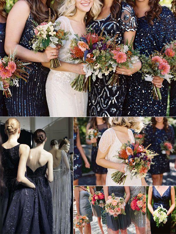 Mariage - Winter Wedding Color Trend: Navy Sequins In Weddings