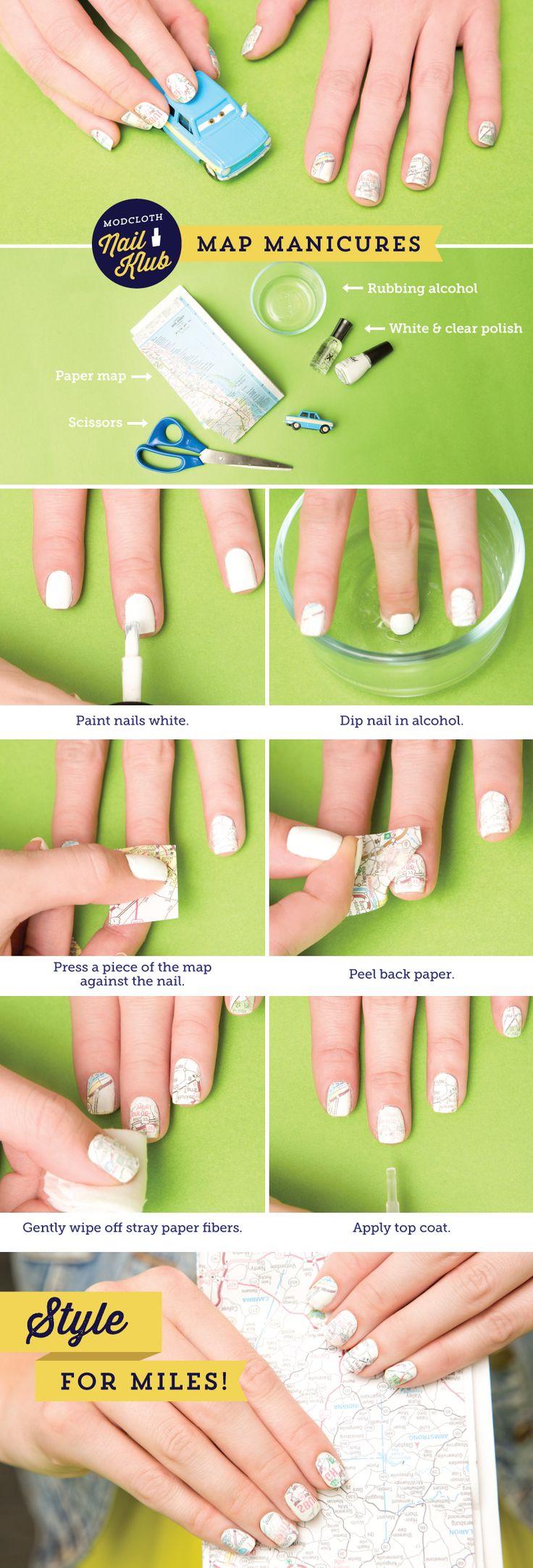 Hochzeit - Nail Klub: Go The Extra Mile With DIY Map Nail Transfers