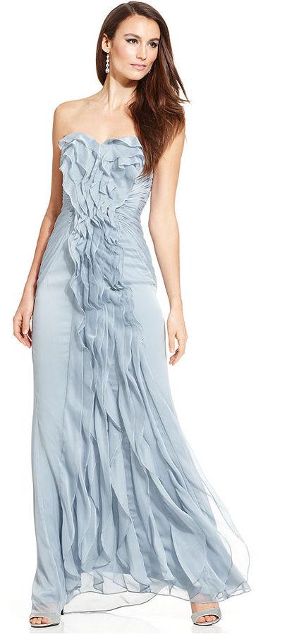 Mariage - Adrianna Papell Strapless Pleated Gown