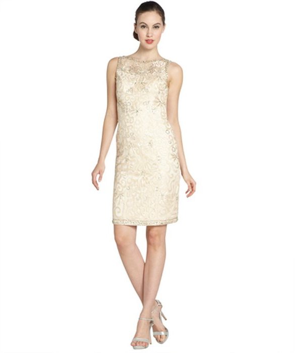 Mariage - Sue Wong champagne open back beaded short dress