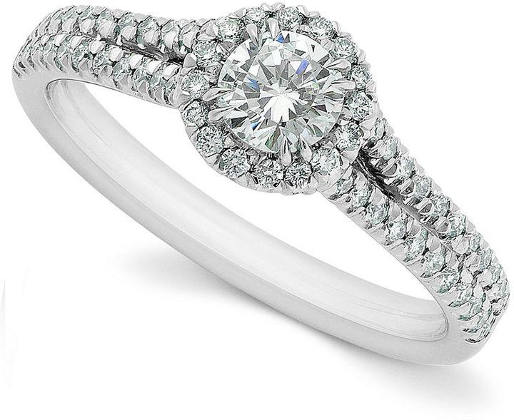 Свадьба - Diamond Ring, Platinum Certified Diamond Halo Engagement Ring (1/2 ct. t.w.)