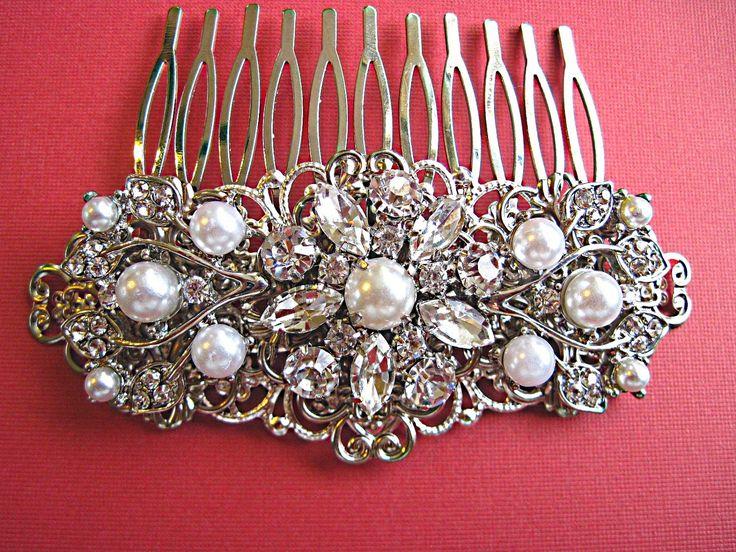 Wedding - Wedding Hair Comb, Pearl Hair Comb, Pearl And Crystal Rhinestone Hair Comb, Wedding Hair Accessories, Ivy Rose Collection