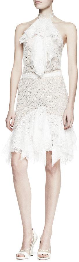 Hochzeit - Nina Ricci Ruffled Lace Halter Dress