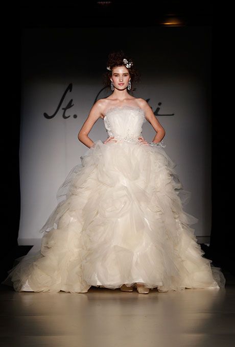 زفاف - St. Pucchi - Fall 2012 - Style 9402 Strapless Beaded Satin And Tulle Ball Gown Wedding Dress With Scoop Neckline