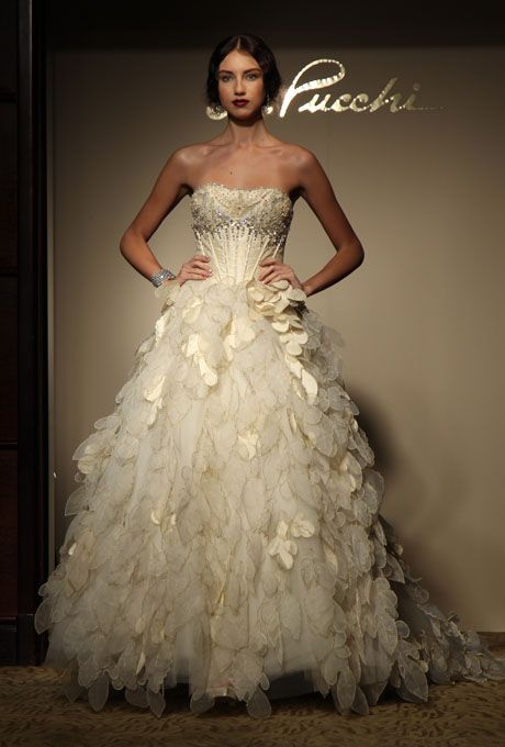 Wedding - St. Pucchi - Fall 2012 - Strapless Satin And Organza A-Line Wedding Dress With Petal Skirt
