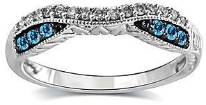 Hochzeit - FINE JEWELRY 1/4 CT. T.W. White and Color-Enhanced Blue Diamond 10K White Gold Wedding Band