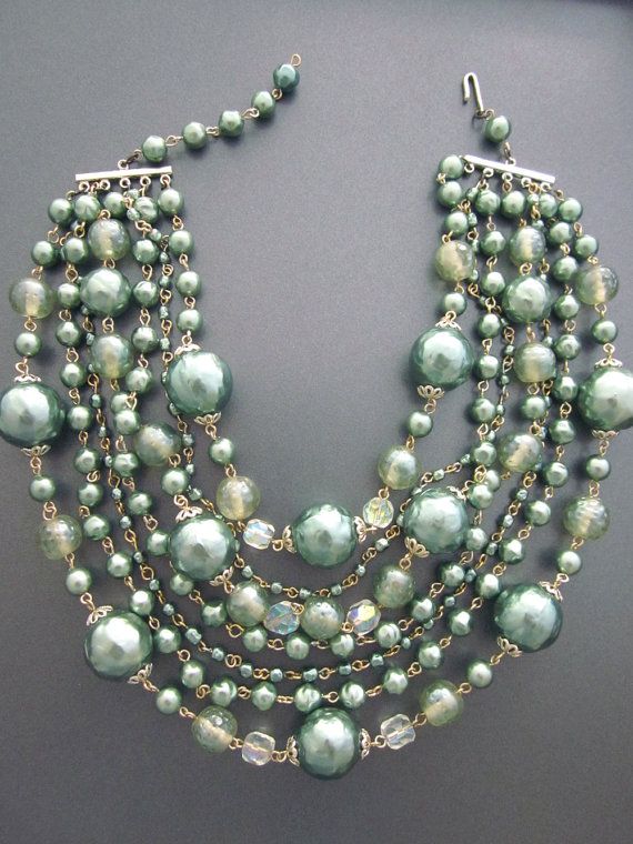 زفاف - Vintage Pearl Layered Necklace Mad Men Style