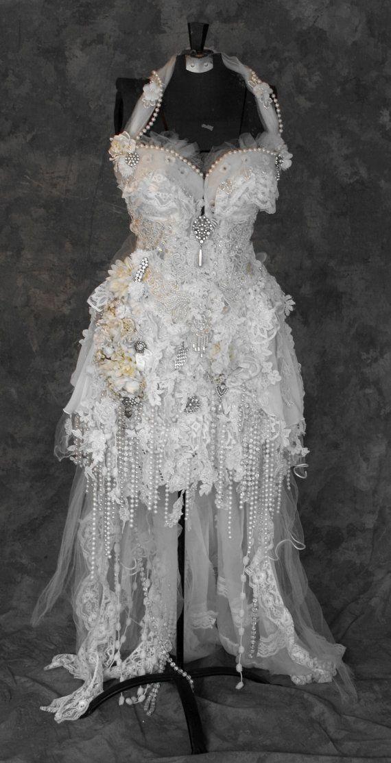 Hochzeit - Feral Femininity, Tattered Morning Mist Fairy Dress, Wedding Gown, Bride, Bridal, Customizable, Renaissance, Costume, Burning Man