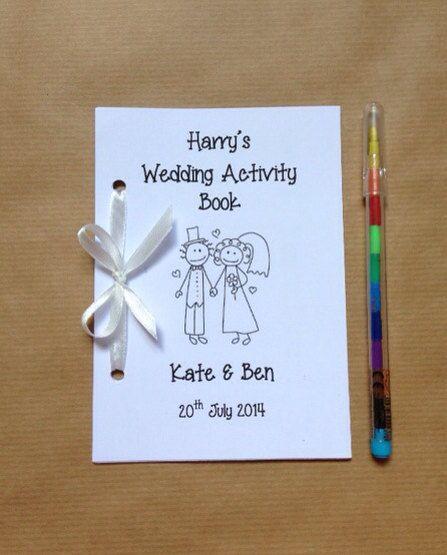 Свадьба - Personalised Childrens Wedding Activity Pack / Book - Cartoon Couple - 12 Colours