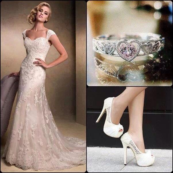 زفاف - Vestido, anel e sapato