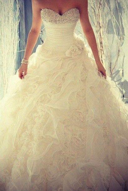 Wedding - Ball Gown Strapless Beaded Sash Chapel Train Bridal Gowns,Wedding Dresses,Royal Wedding Dresses