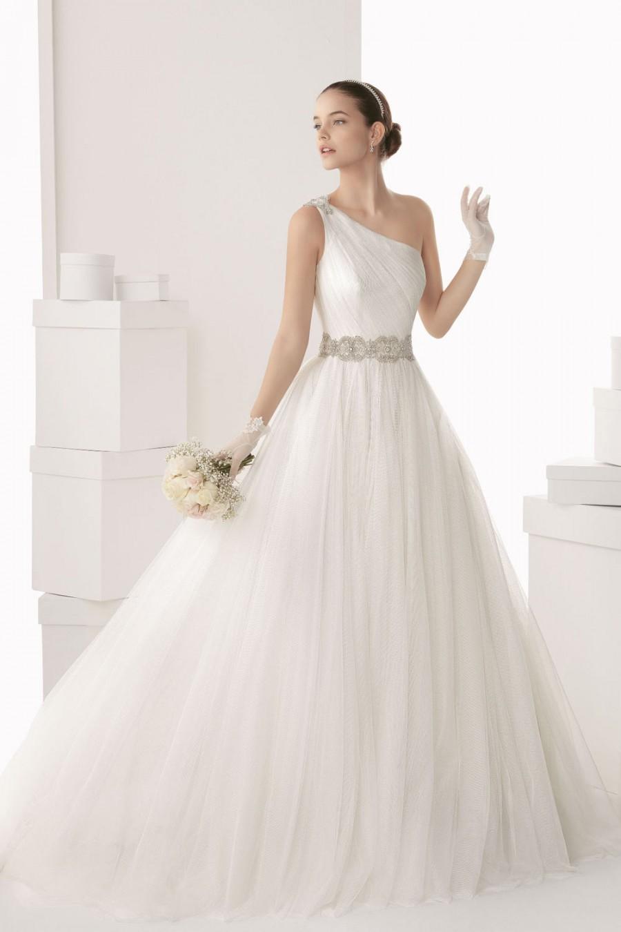 Wedding - Chic One Shoulder A line Tulle White Wedding Dress Cheap