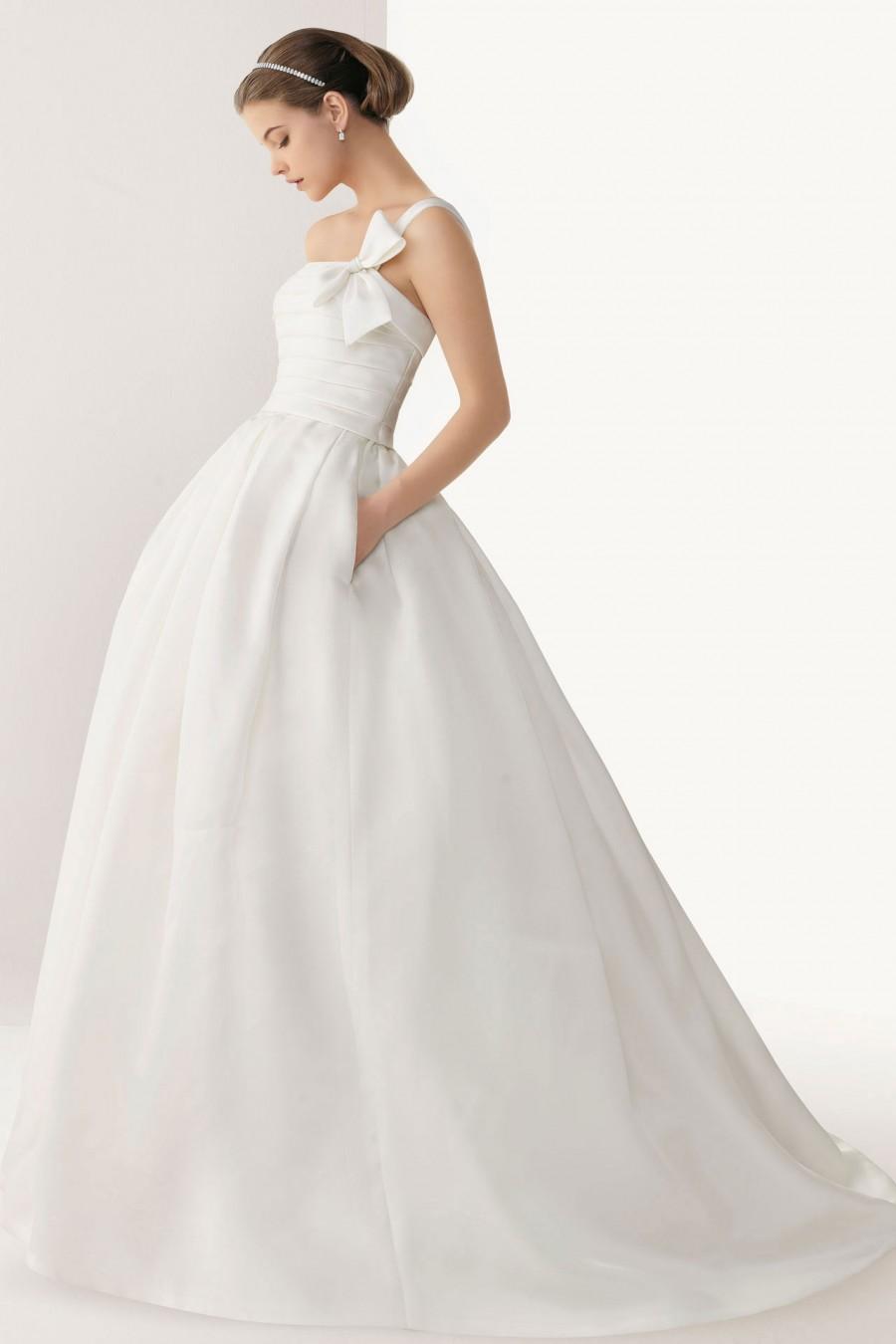 Mariage - Chic One Shoulder Bowknot Satin Ball Gown Cheap Wedding Dress UK