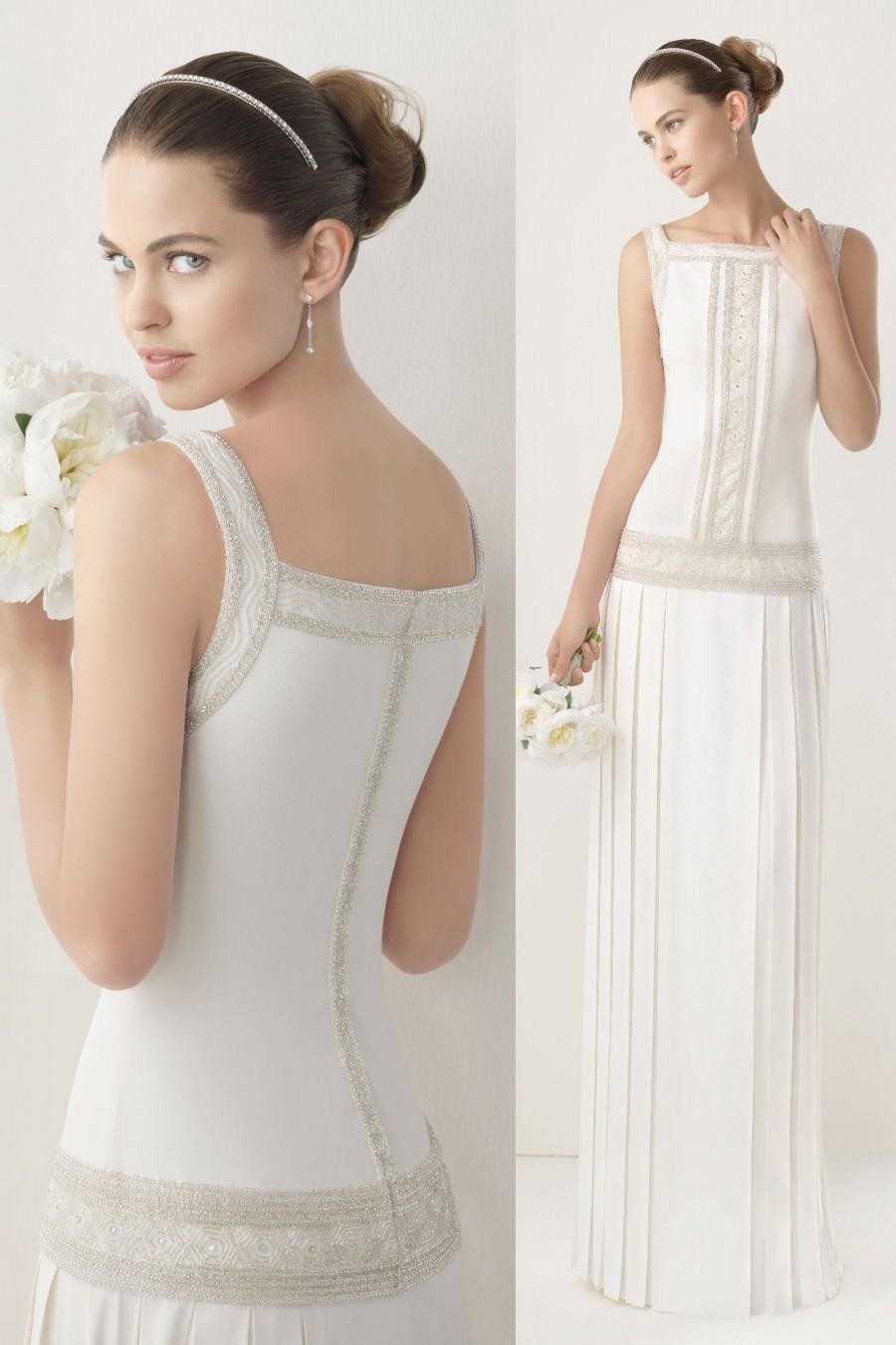Mariage - Elegant Square Neck Pleats Floor Length Satin cheap Wedding Dress