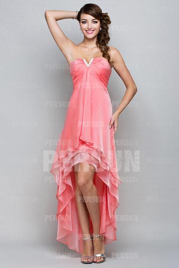 Mariage - Cramlington Best selling High low Coral Summer Prom dress