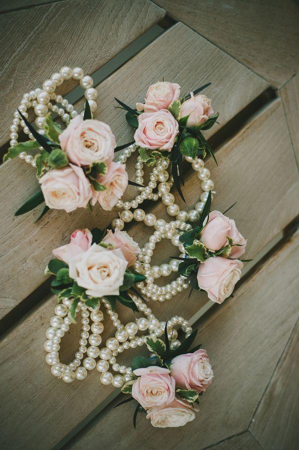 Mariage - Pearl And Pink Rose Corasages