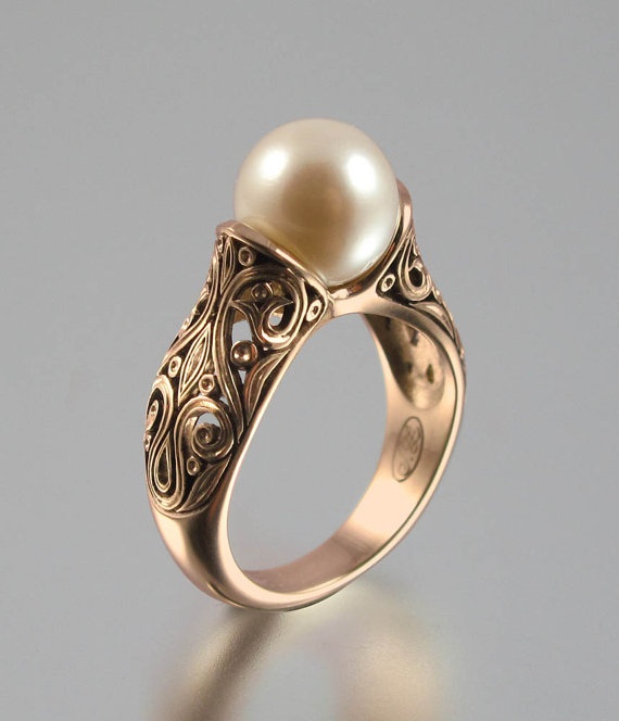 زفاف - The ENCHANTED PEARL 14K Rose Gold Ring